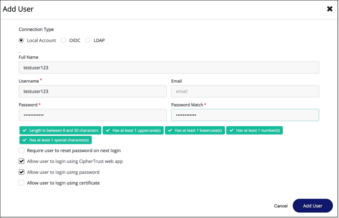 Thales CipherTrust Manager Add User